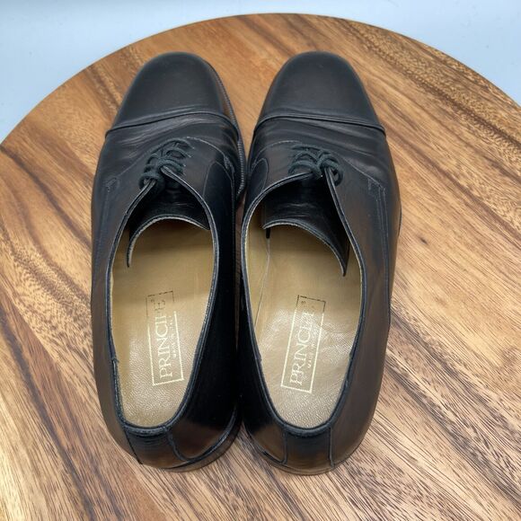 Principe Oxfords Mens Size 9.5 D Italy Black Calf Leather Classic Cap-Toe Italy main image 9